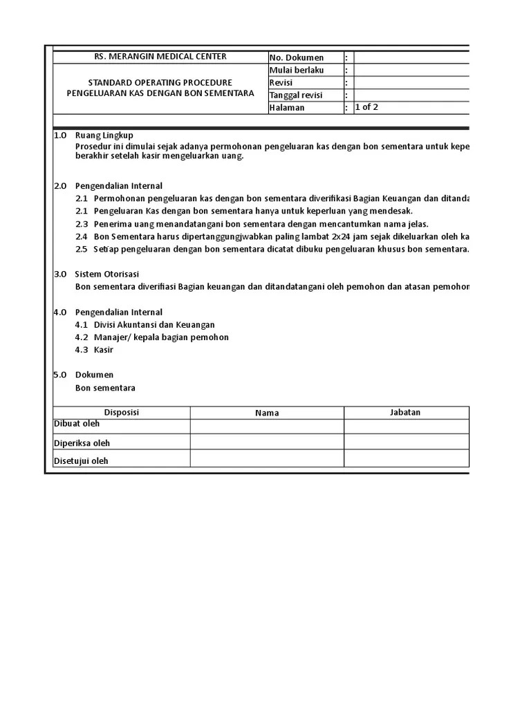 SOP Bon Sementara | PDF
