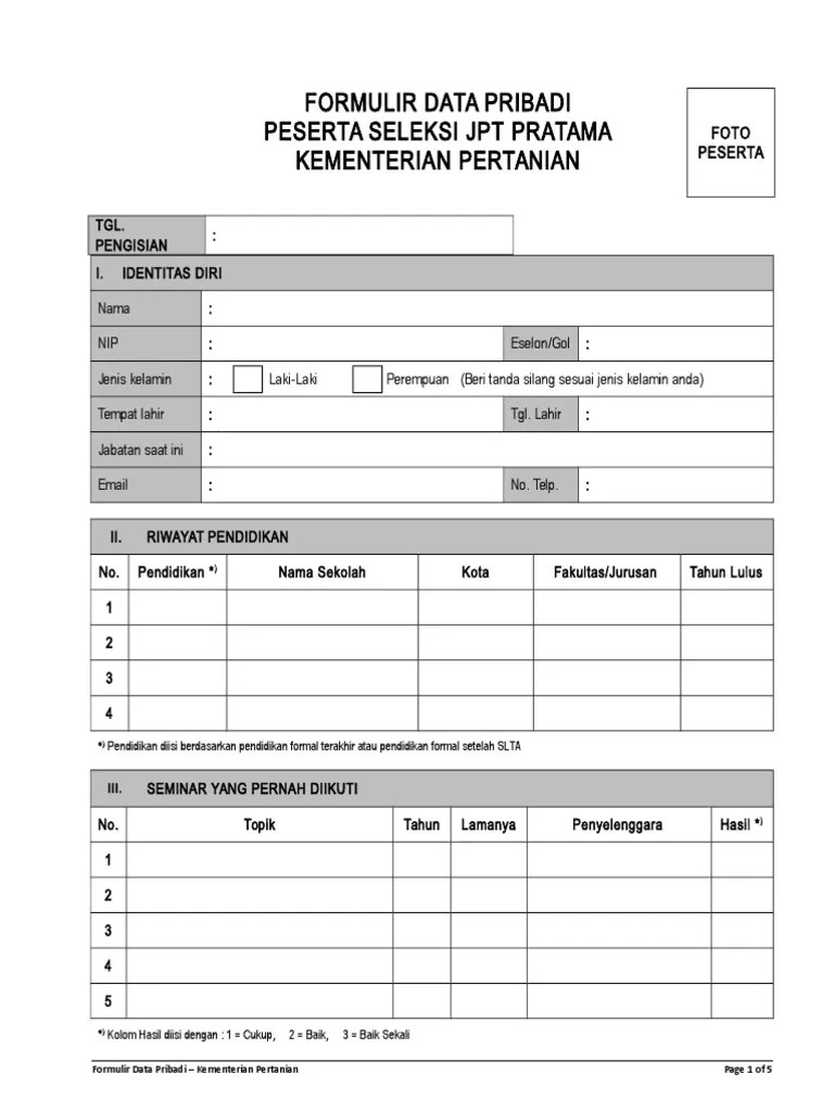 Form Data Pribadi | PDF