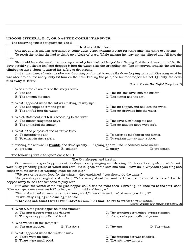 Soal Essay Narrative Text Dan Jawabannya - Lektur