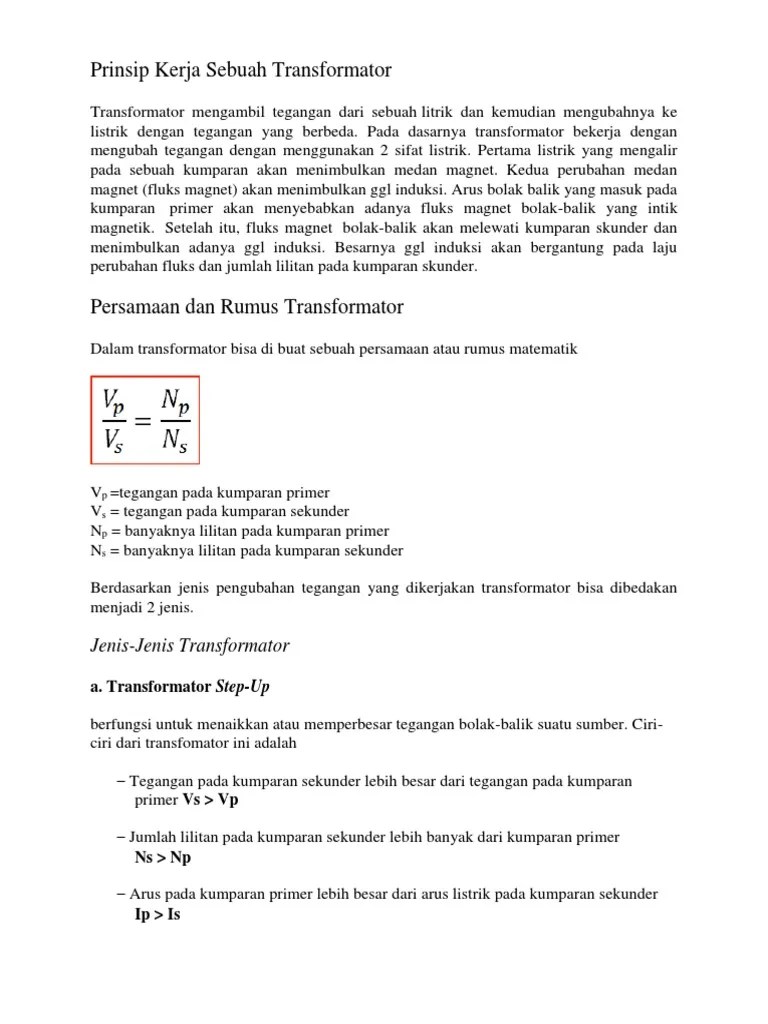 Contoh Soal Perhitungan Pada Trafo | PDF