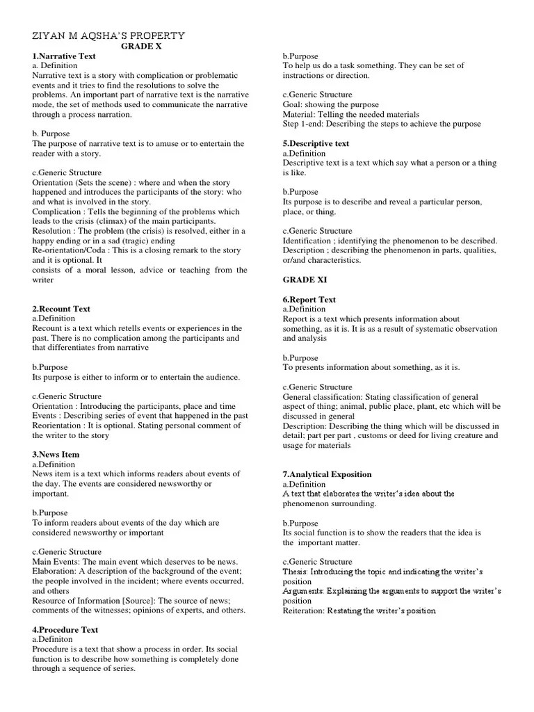 Definition And Function Of Recount Text