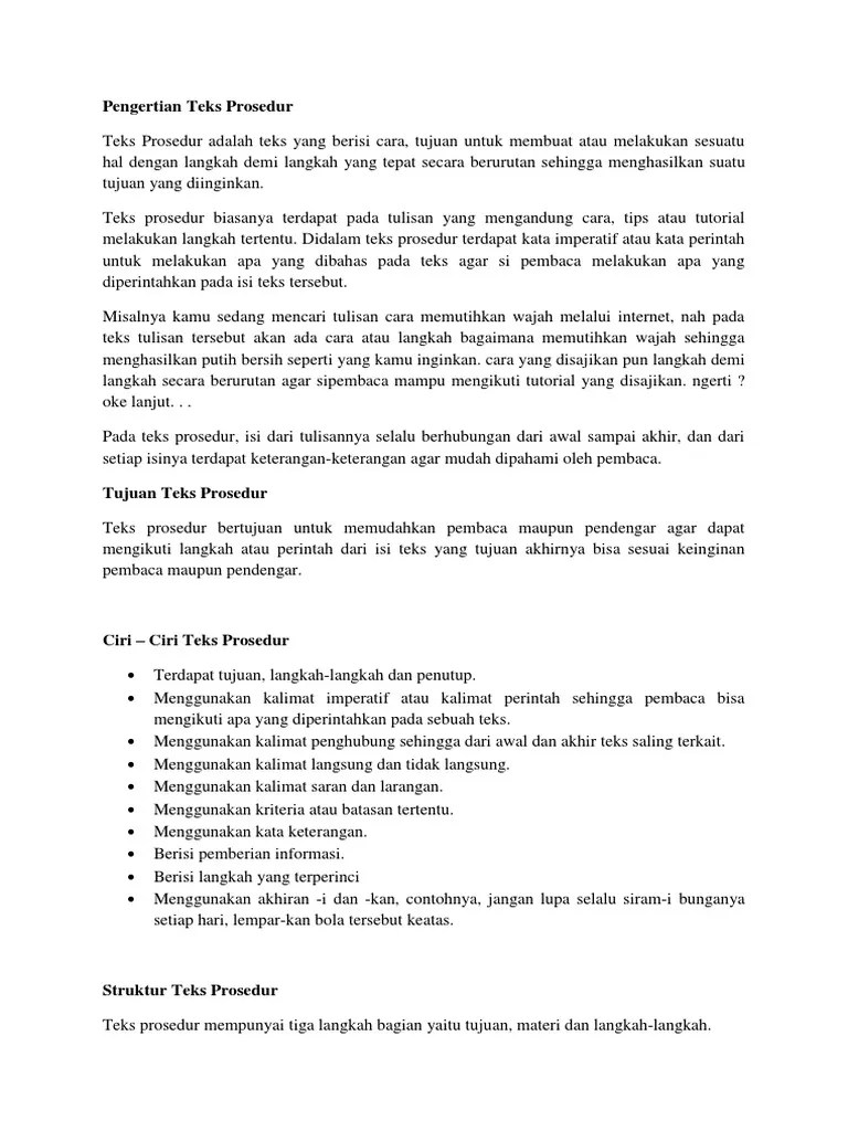 Pengertian Teks Prosedur Adalah Brainly