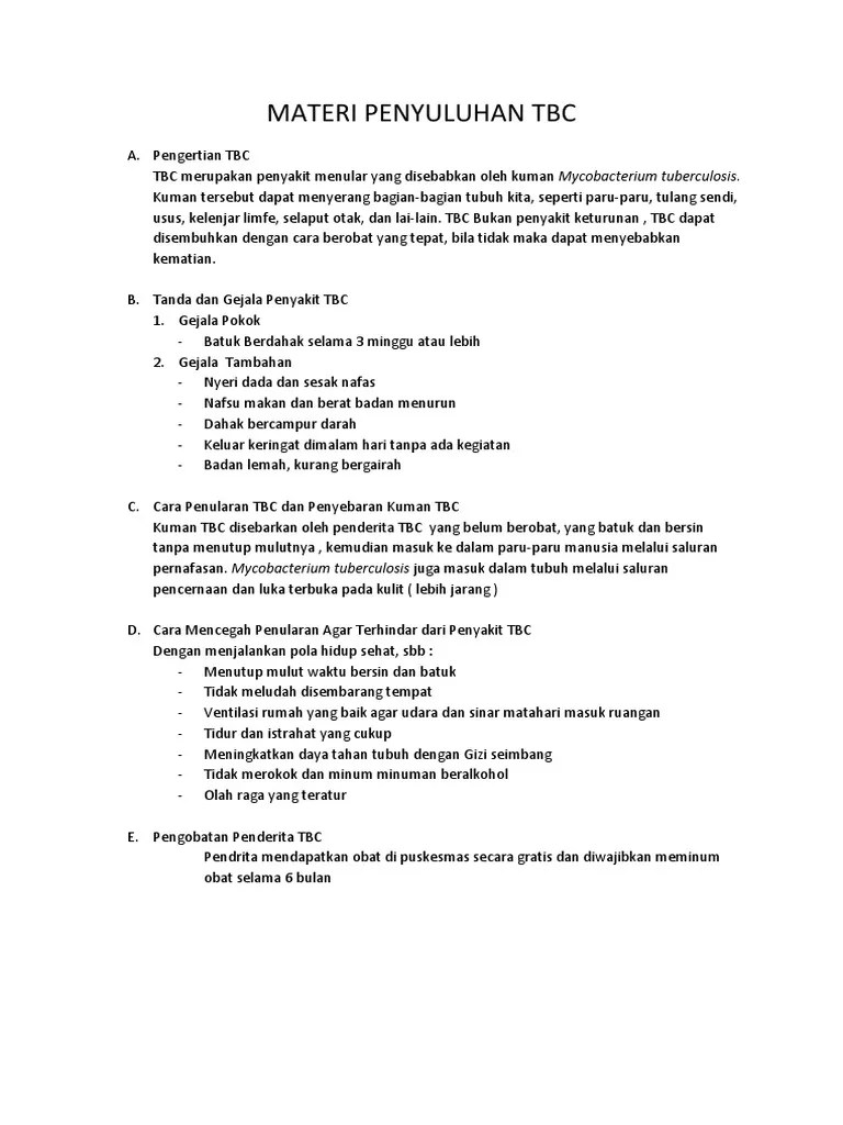 Materi Penyuluhan TBC | PDF