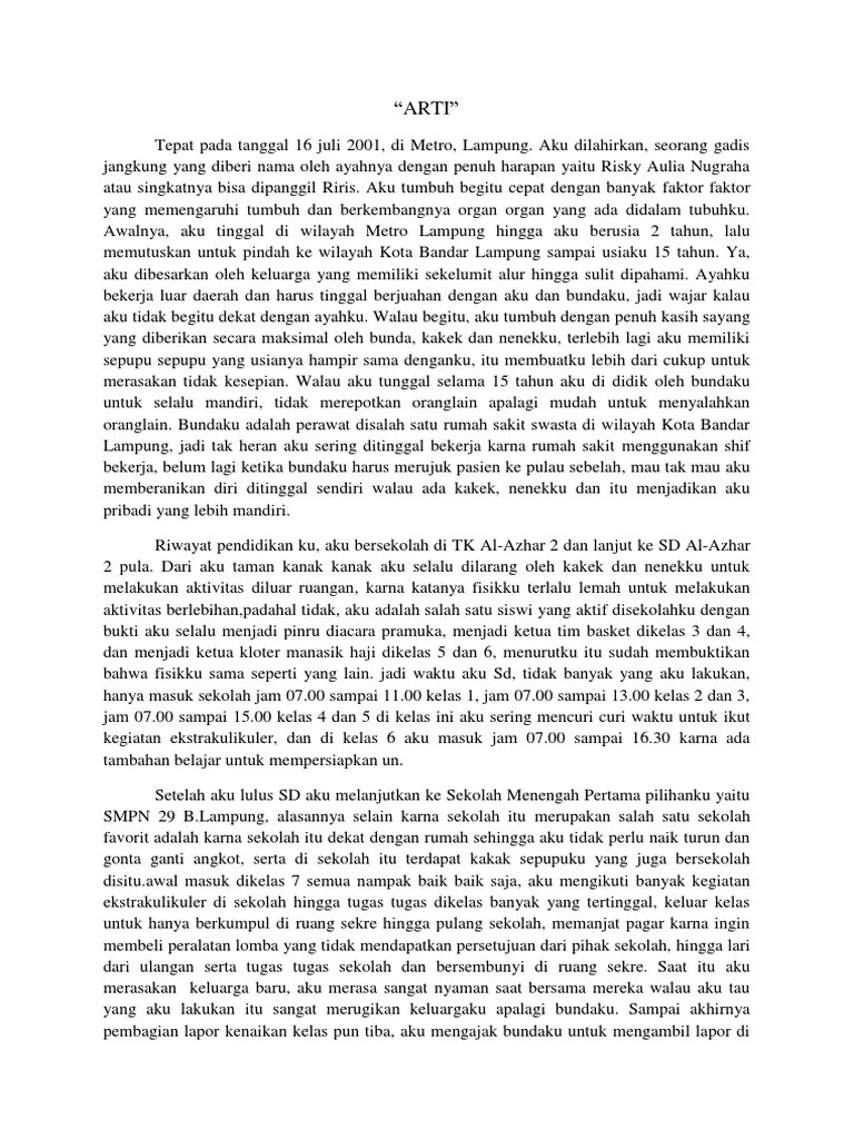 Cerpen Sejarah Pribadi | PDF