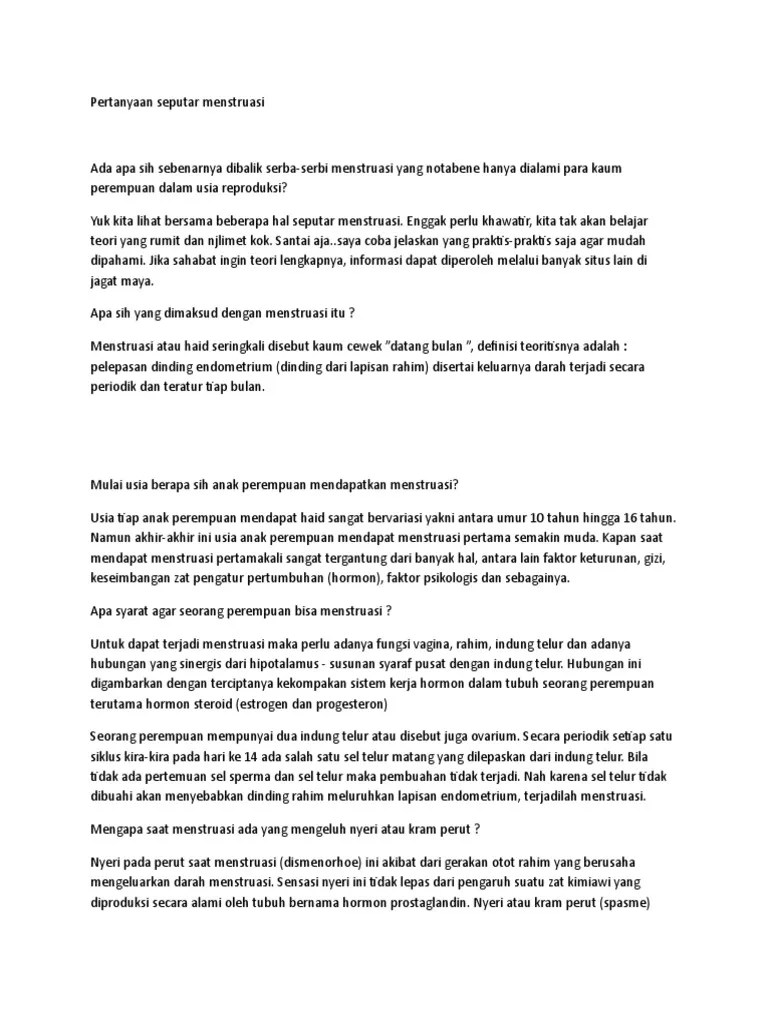 Pertanyaan Seputar Menstruasi | PDF