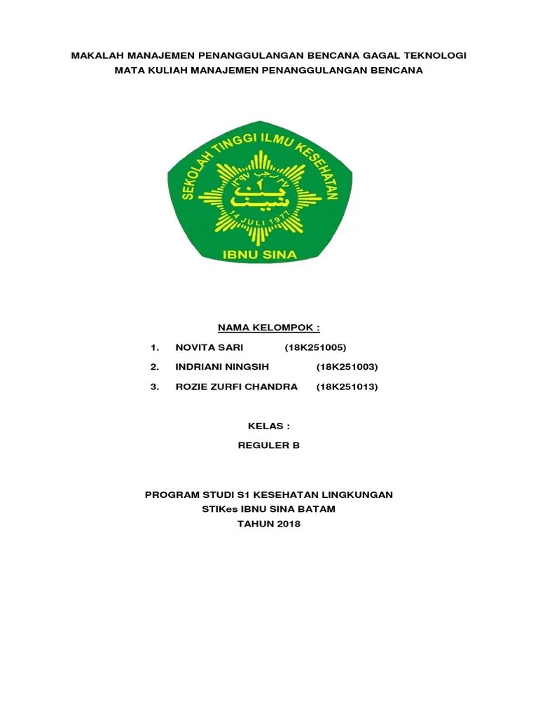 Makalah Manajemen Penanggulangan Bencana Gagal Teknologi | PDF