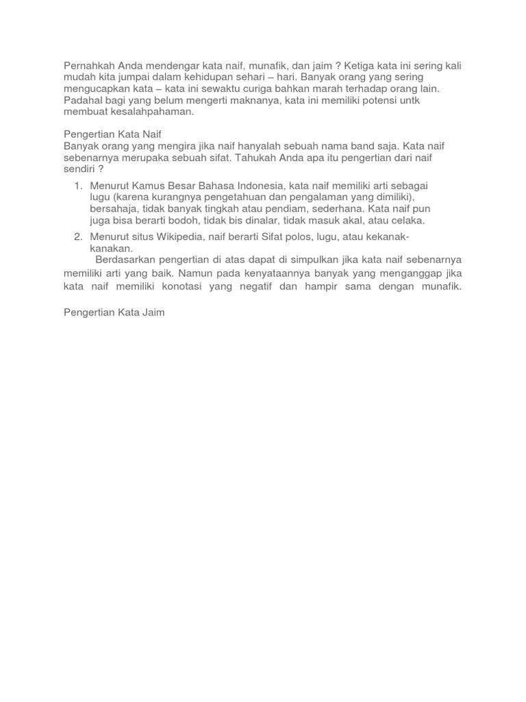 Pernahkah Anda Mendengar Kata Naif | PDF