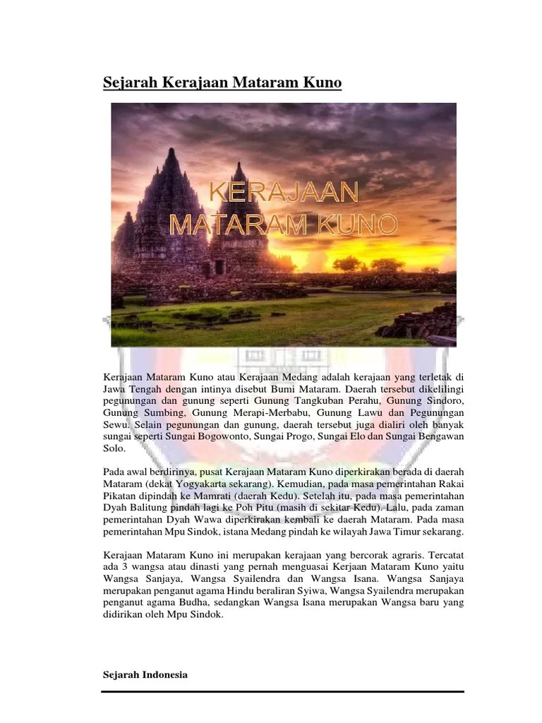 Raja Yang Pernah Memerintah Kerajaan Mataram Kuno Di Jawa Timur
