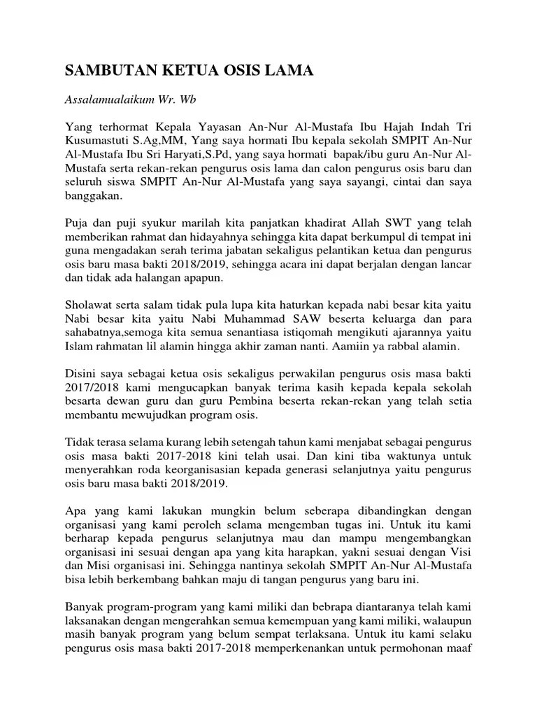 Pidato Ketua Osis Lama – Pigura