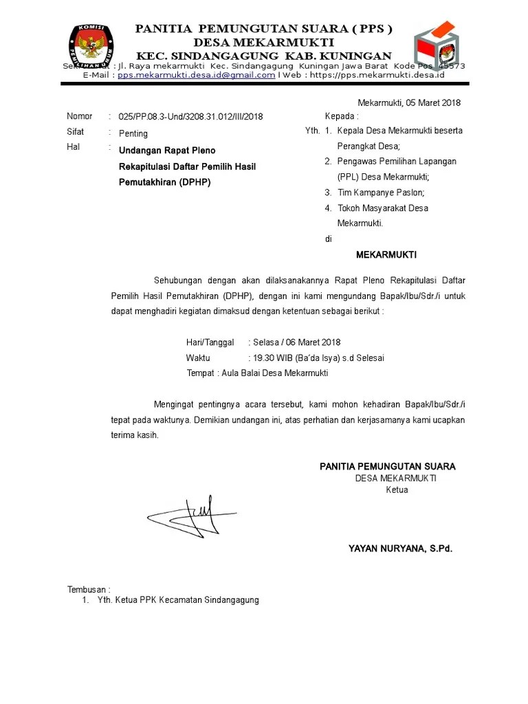 Download Contoh Surat Undangan Rapat – Tulisan