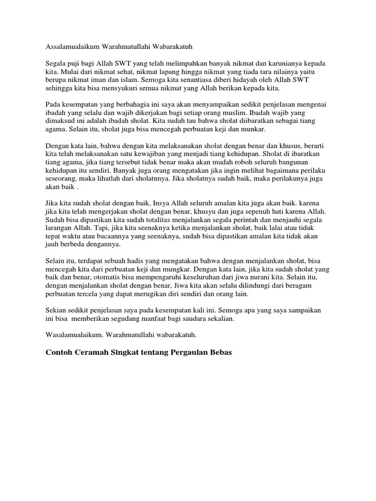 Pidato Singkat Tentang Sholat
