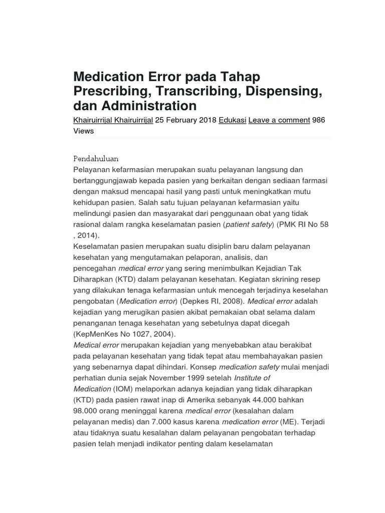 Medication Error Pada Tahap Prescribing | PDF