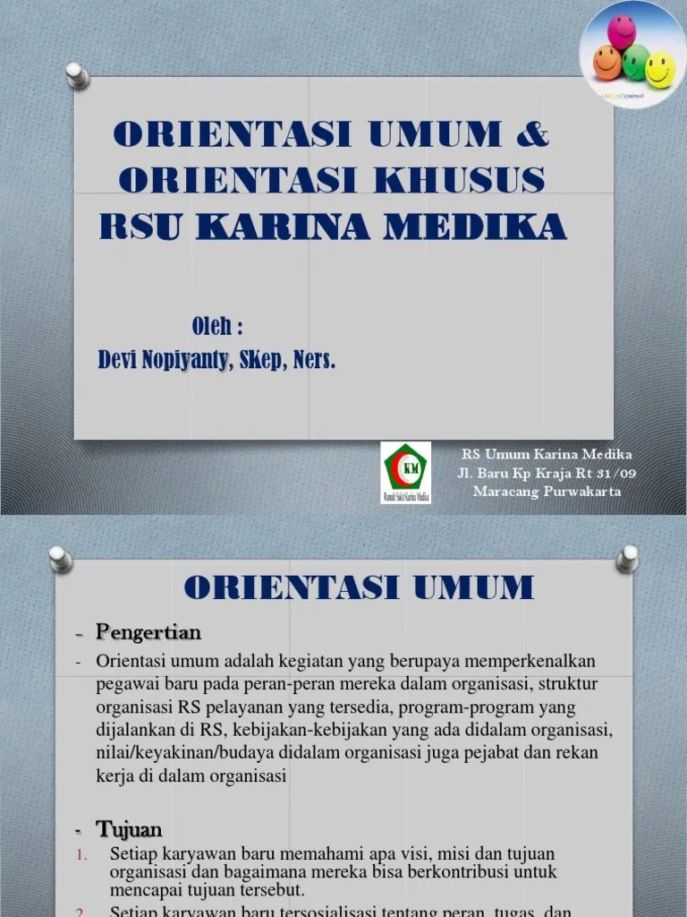 Materi Orientasi Umum - Devi RSKM | PDF
