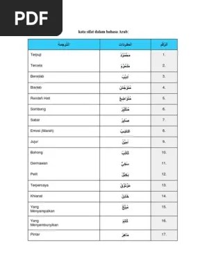 Kata Sifat Dalam Bahasa Arab | PDF