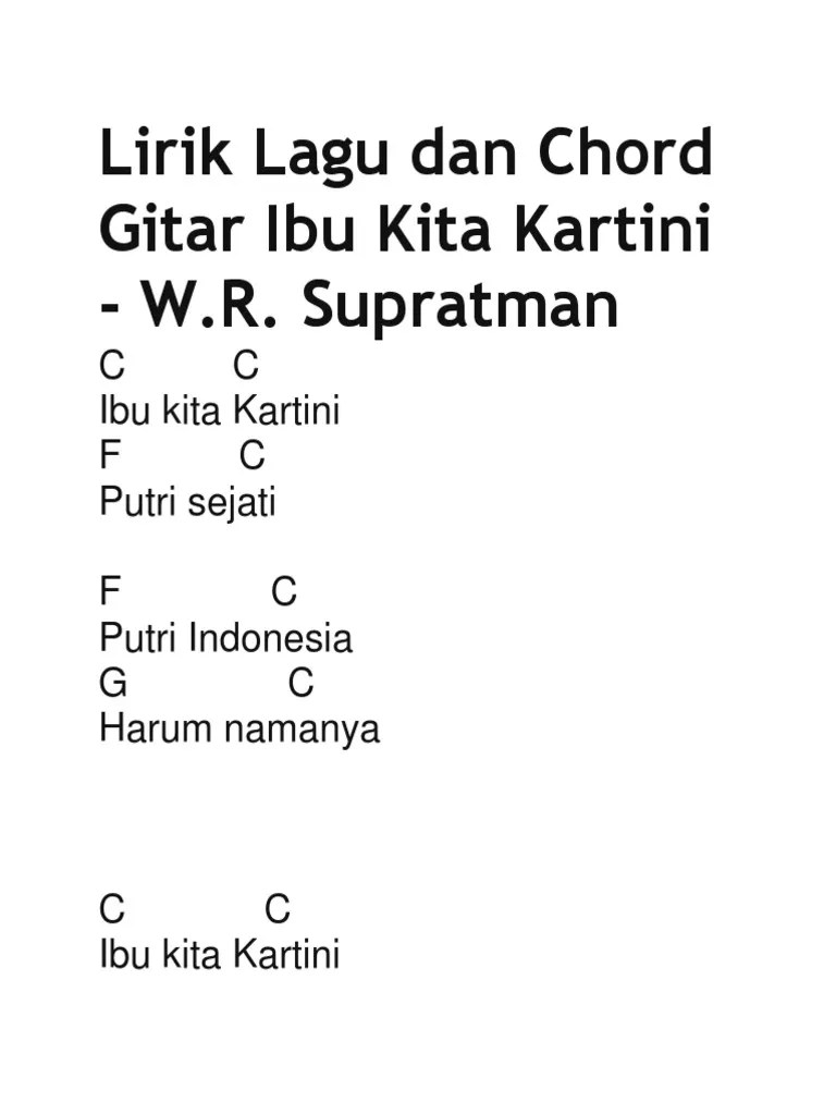 Kunci Gitar Lagu Ibu Kita Kartini - Chord dan Lirik Lagu