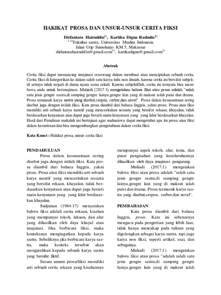 Hakikat Prosa Dan Unsur-Unsur Fiksi | PDF