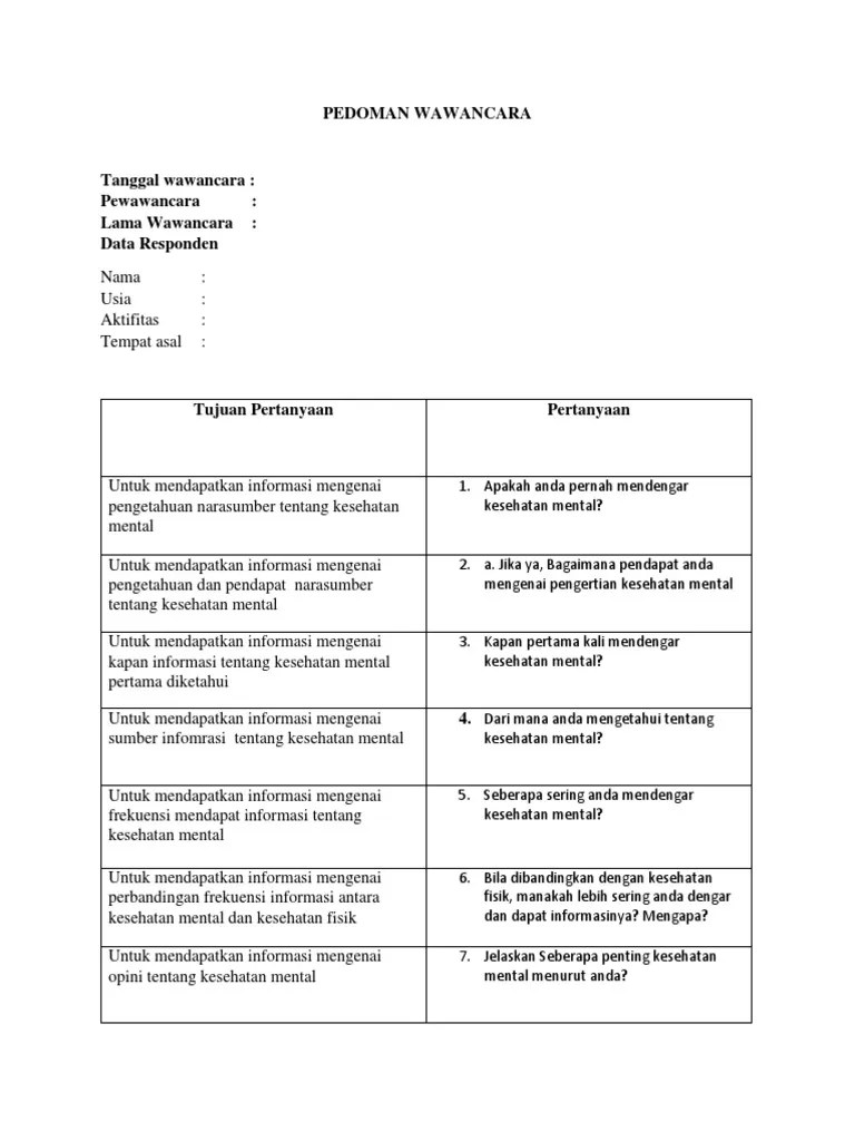 Pedoman Wawancara | PDF
