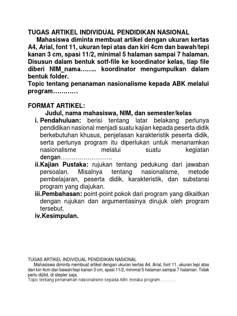 Tugas Artikel Individual Pendidikan Nasional-1 | PDF