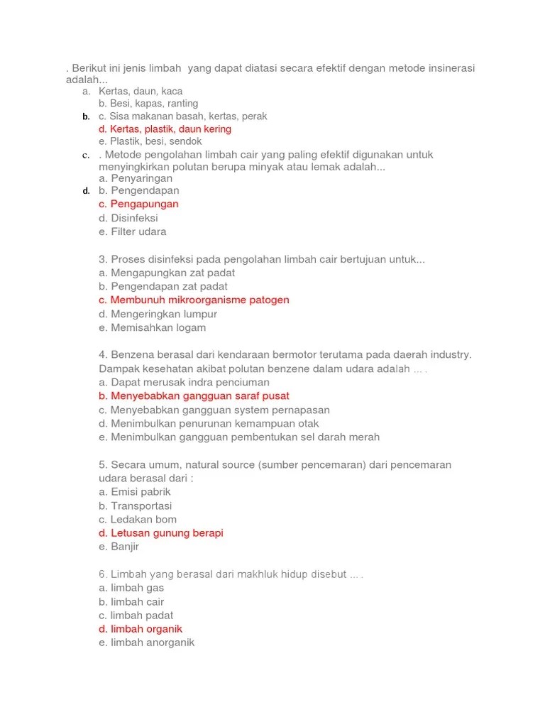 Berikut Ini Jenis Limbah - Kls - Xi | PDF