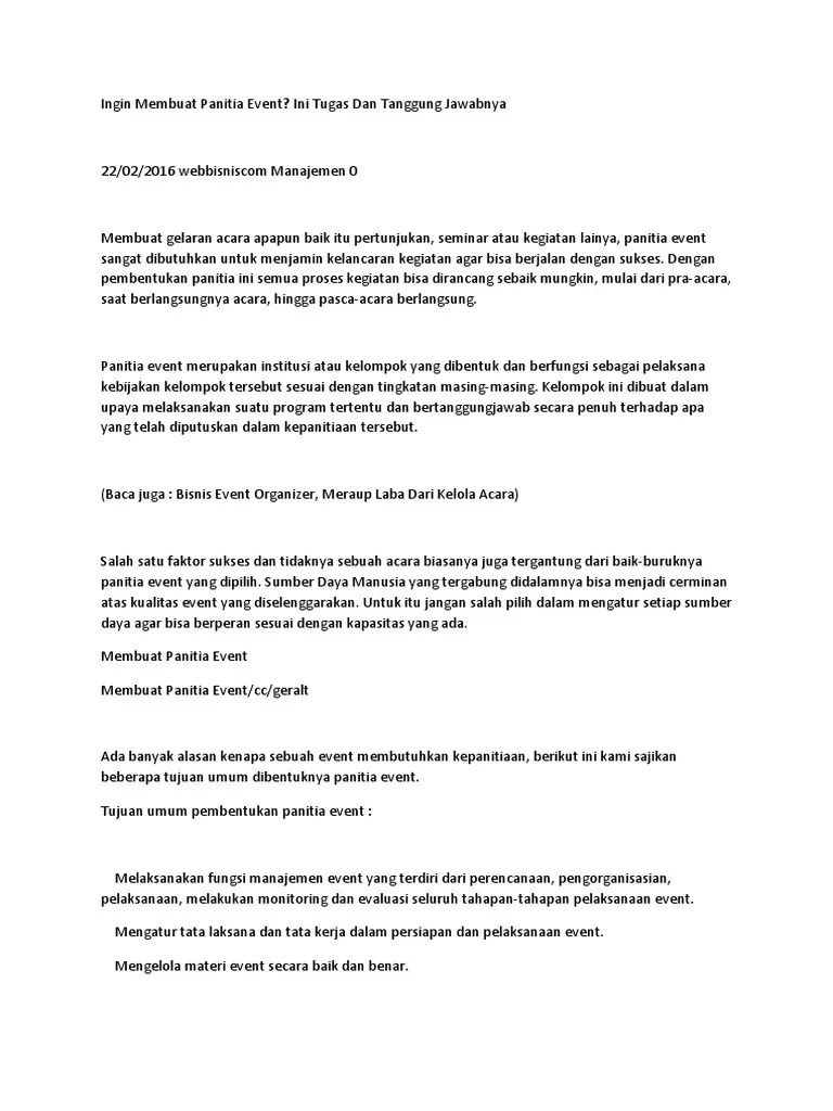 Ingin Membuat Panitia Event | PDF
