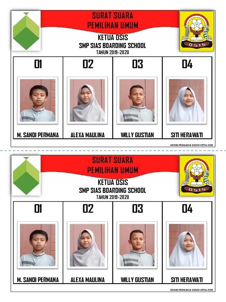Surat Suara Pemilu Osis SMP SIAS | PDF