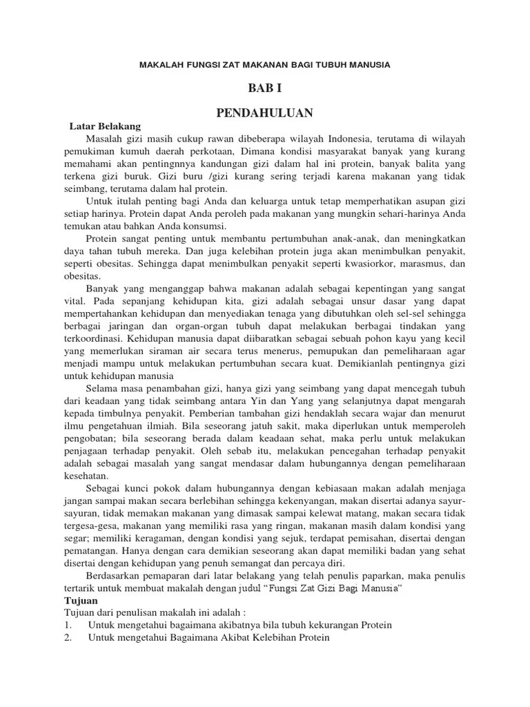 Makalah Fungsi Zat Makanan Bagi Tubuh Manusia | PDF