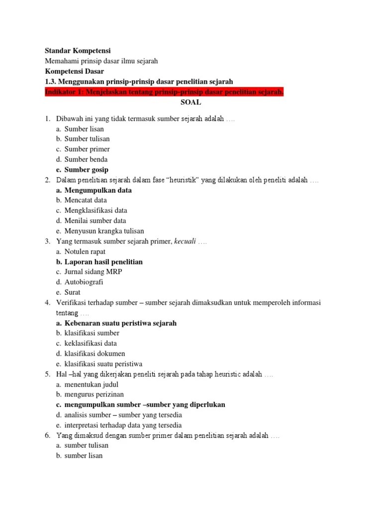 Bank Soal Kelas X Semester 1 KD 1.3 | PDF