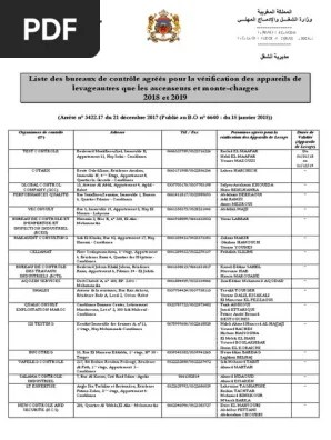 Liste Des BC Agrees Pour Le Controle Des Appareils de Levage PDF | PDF