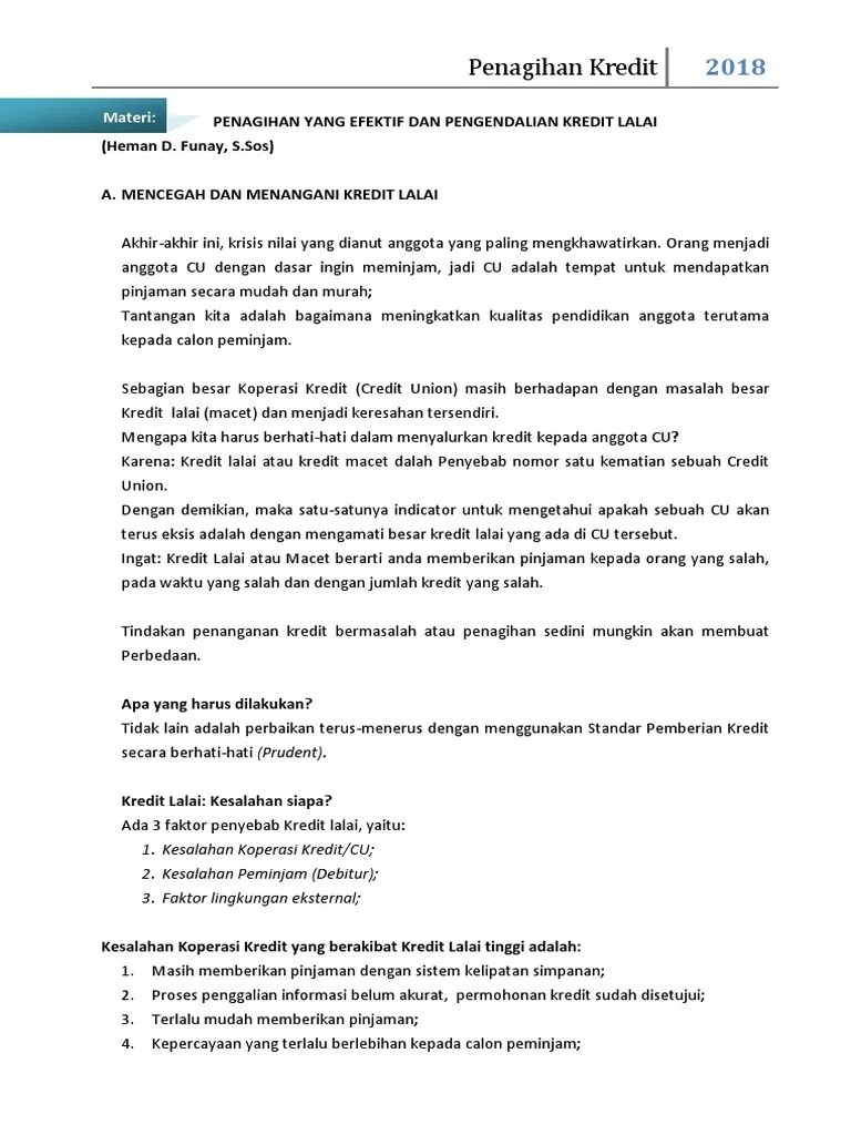 Materi PENAGIHAN KREDIT | PDF