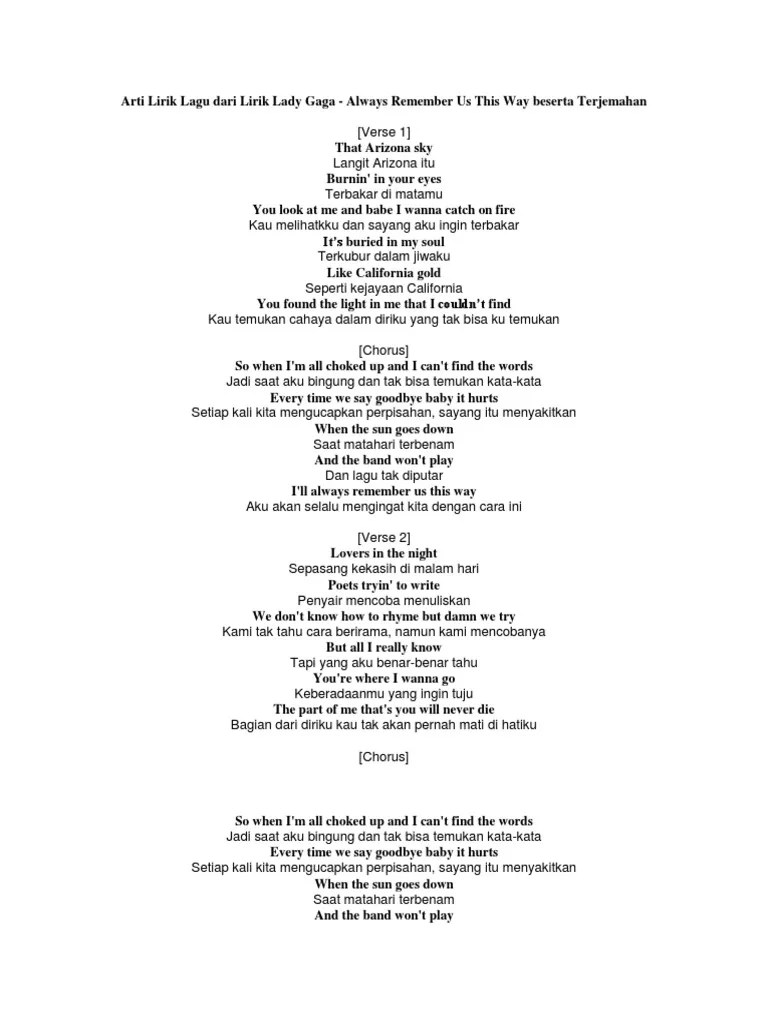Arti Lirik Lagu Dari Lirik Lady Gaga | PDF