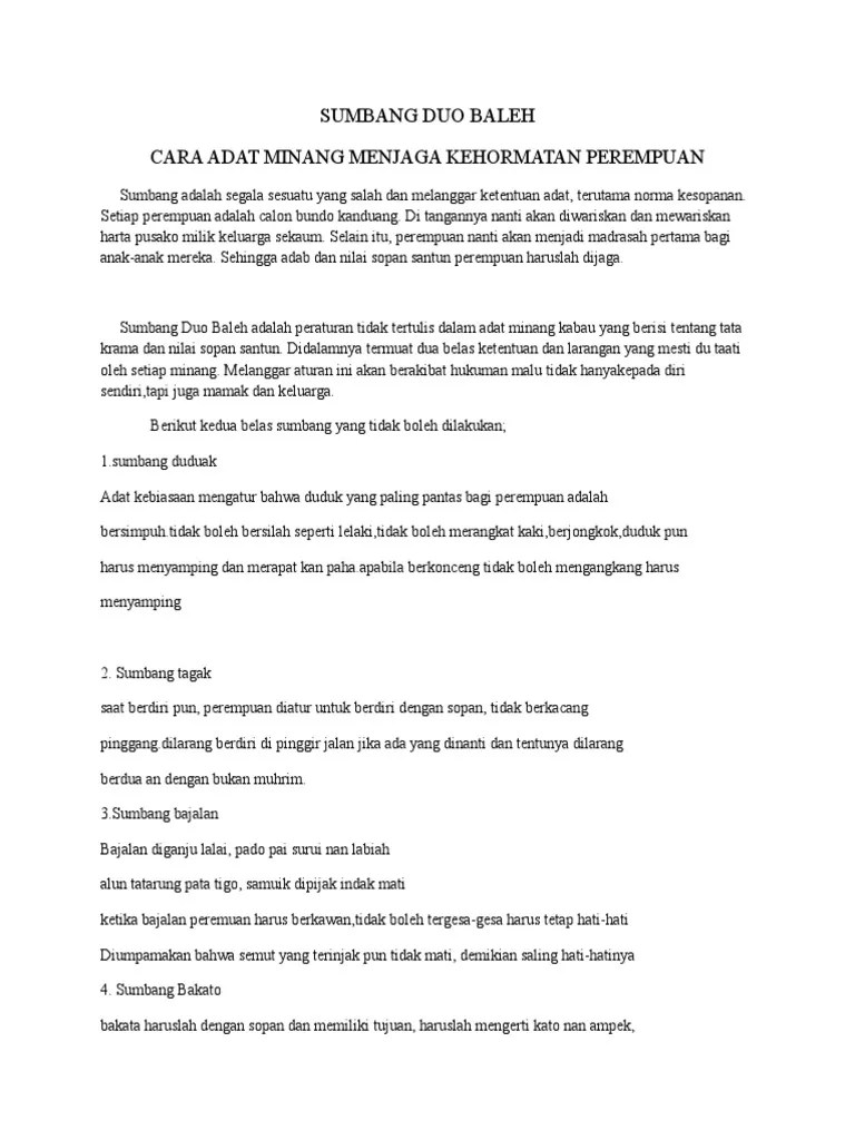 Sumbang Duo Baleh | PDF