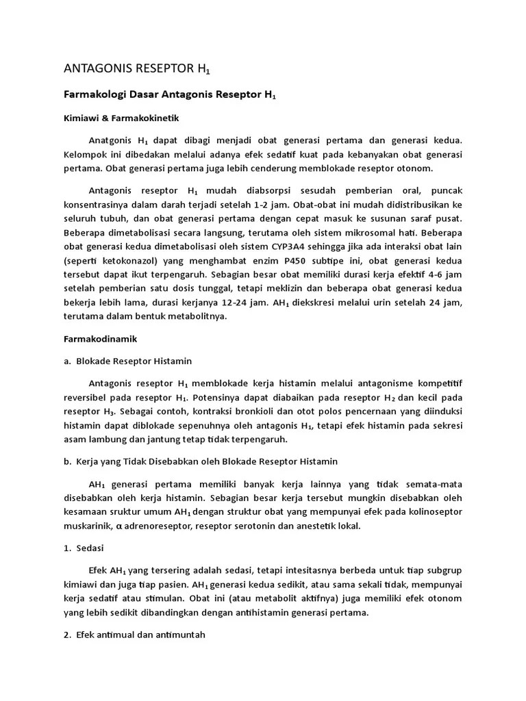 Farmakologi Dasar Antagonis Reseptor H | PDF