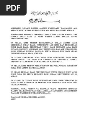 Allhamdu Lillahi Robbil Alamin Wassolatu Wassalamu Ala Asrofil Anbiya | PDF
