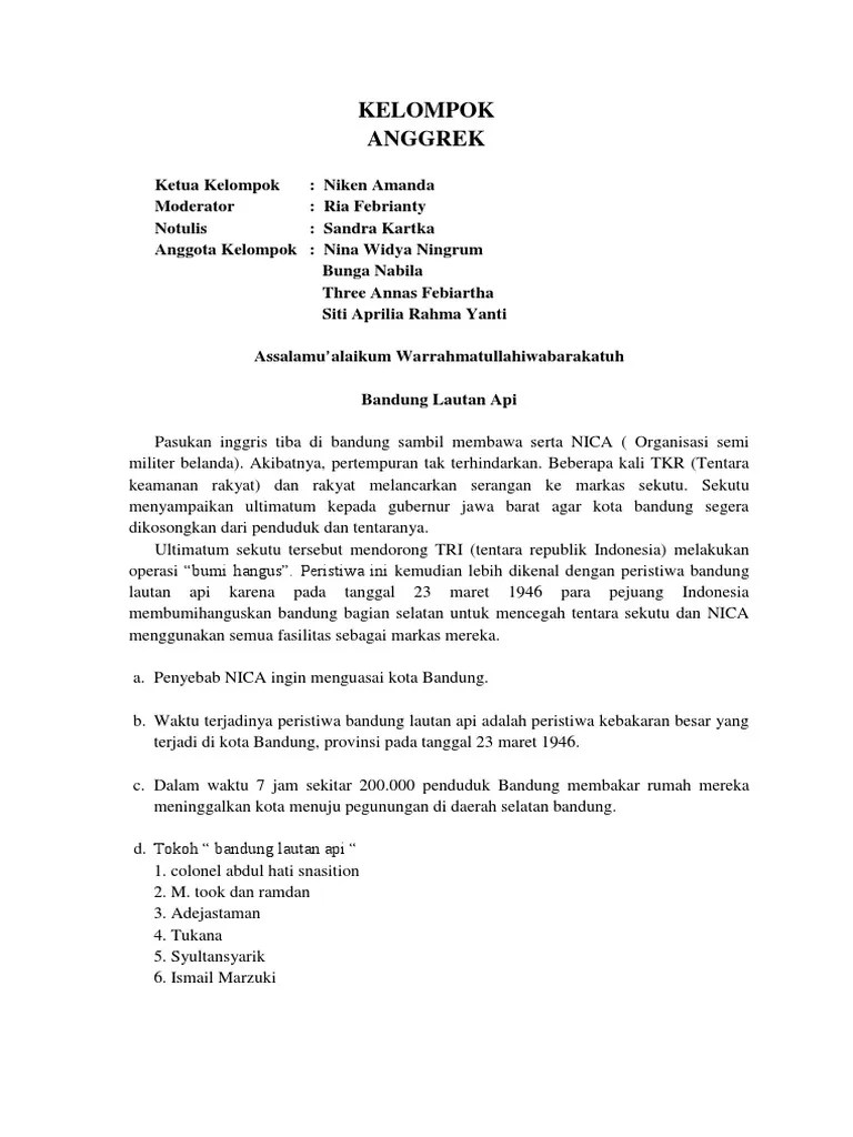 Teks Cerita Sejarah Bandung Lautan Api – Dengan