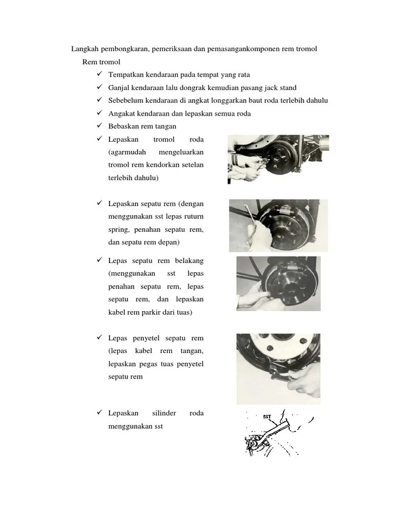 Langkah Pemeriksaan Komponen Rem Tromol | PDF