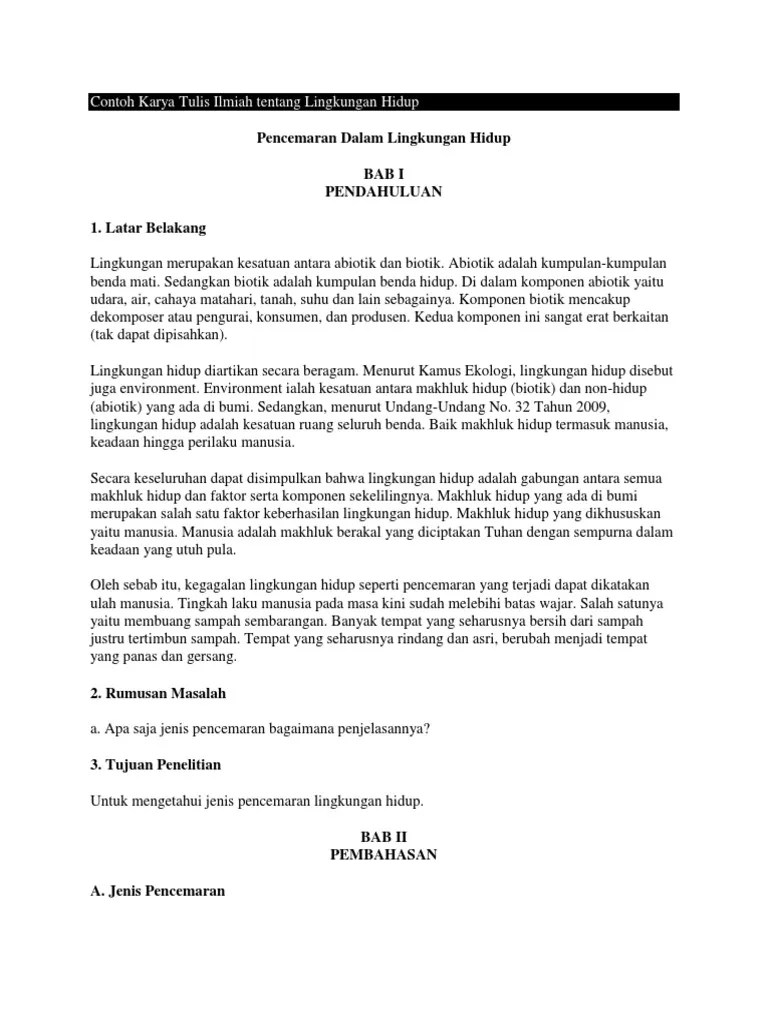 Contoh Karya Ilmiah Tentang Lingkungan Hidup - Barisan Contoh