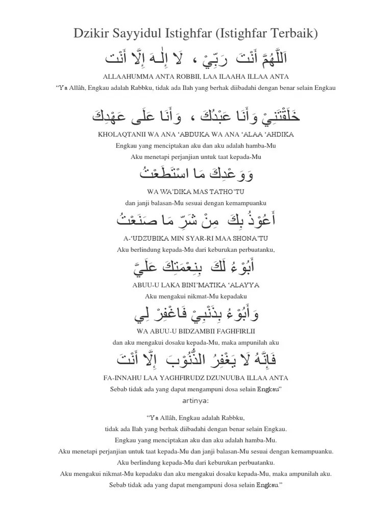 Dzikir Sayyidul Istighfar | PDF