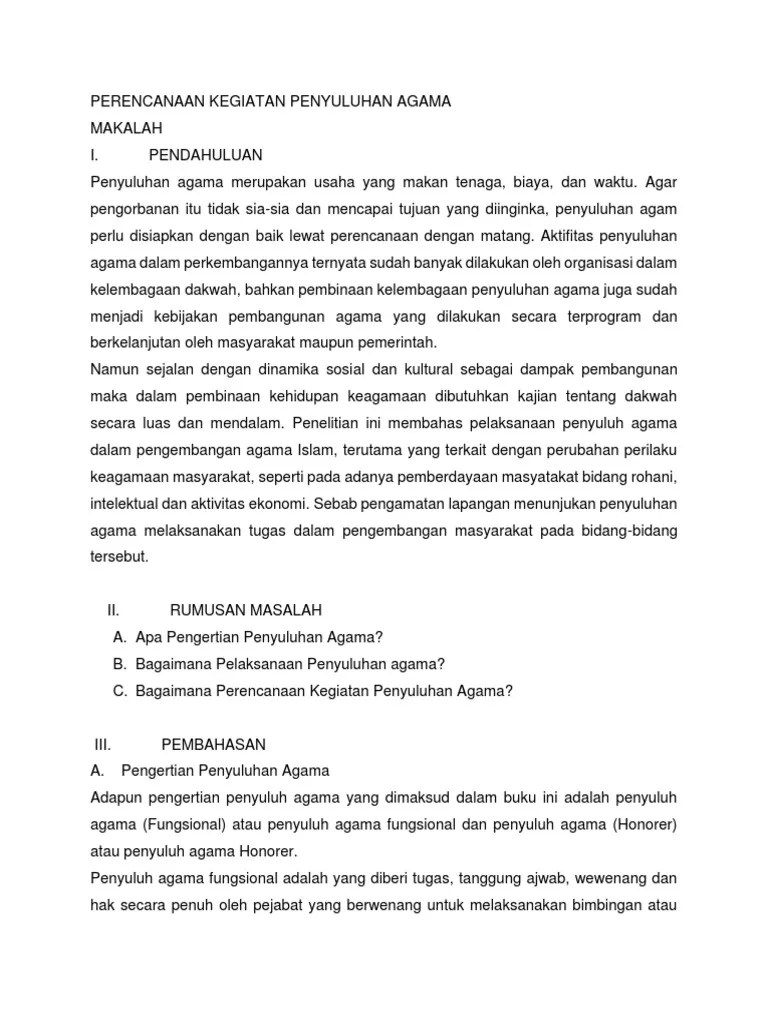 Perencanaan Kegiatan Penyuluhan Agama | PDF