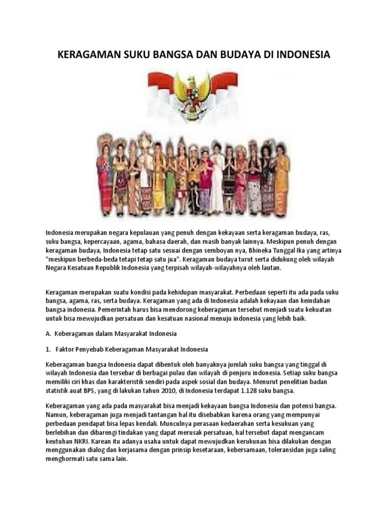 Keragaman Suku Bangsa Dan Budaya Di Indonesia | PDF