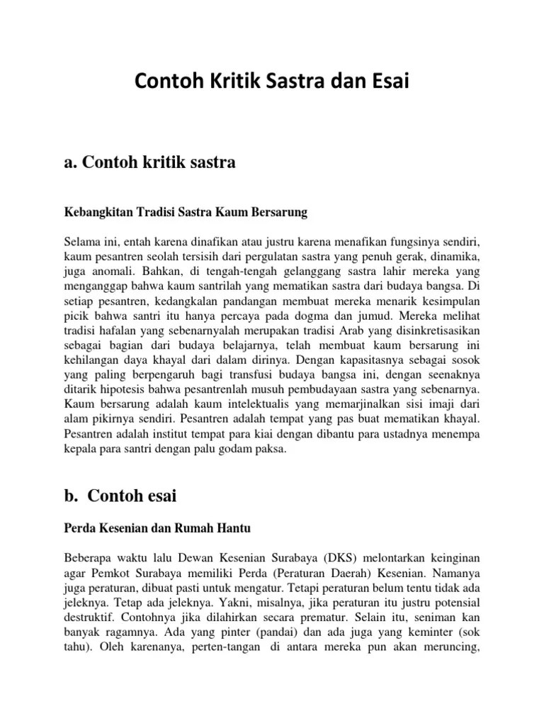 Contoh Kritik Dan Esai Cerpen – Lakaran