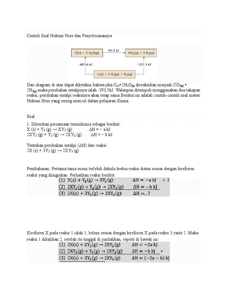 Contoh Soal Hukum Hess Dan Penyelesaiannya | PDF