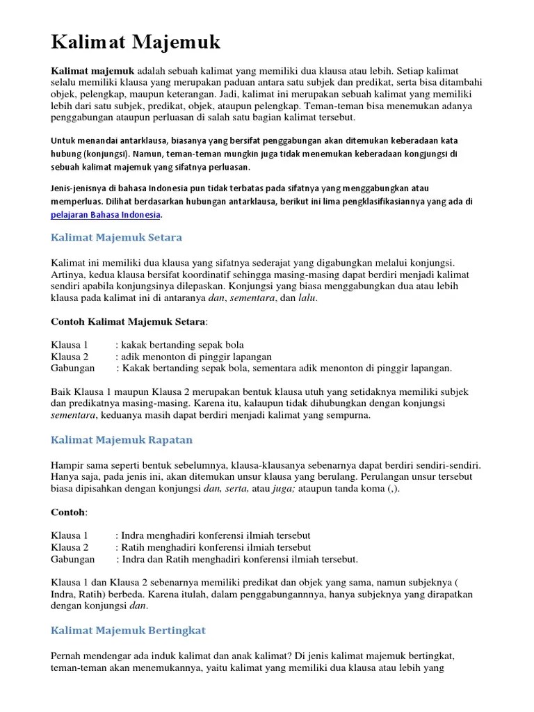Kalimat Majemuk | PDF