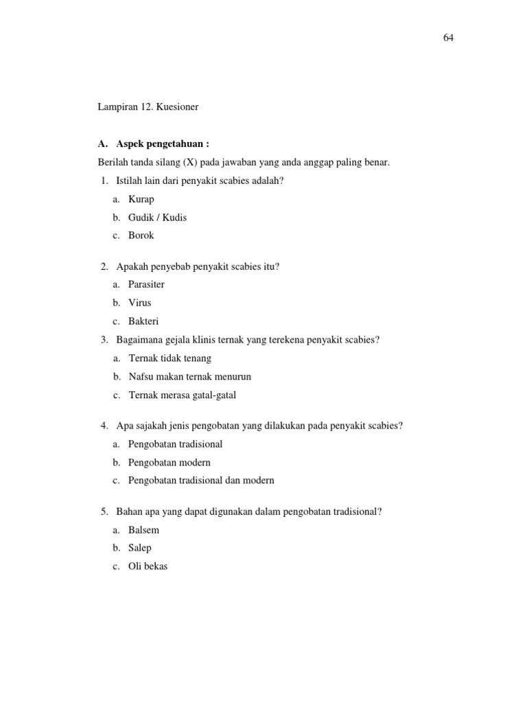 Contoh Kuesioner Dan Alat Ukur Evaluasi Penyuluhan Pertanian | PDF