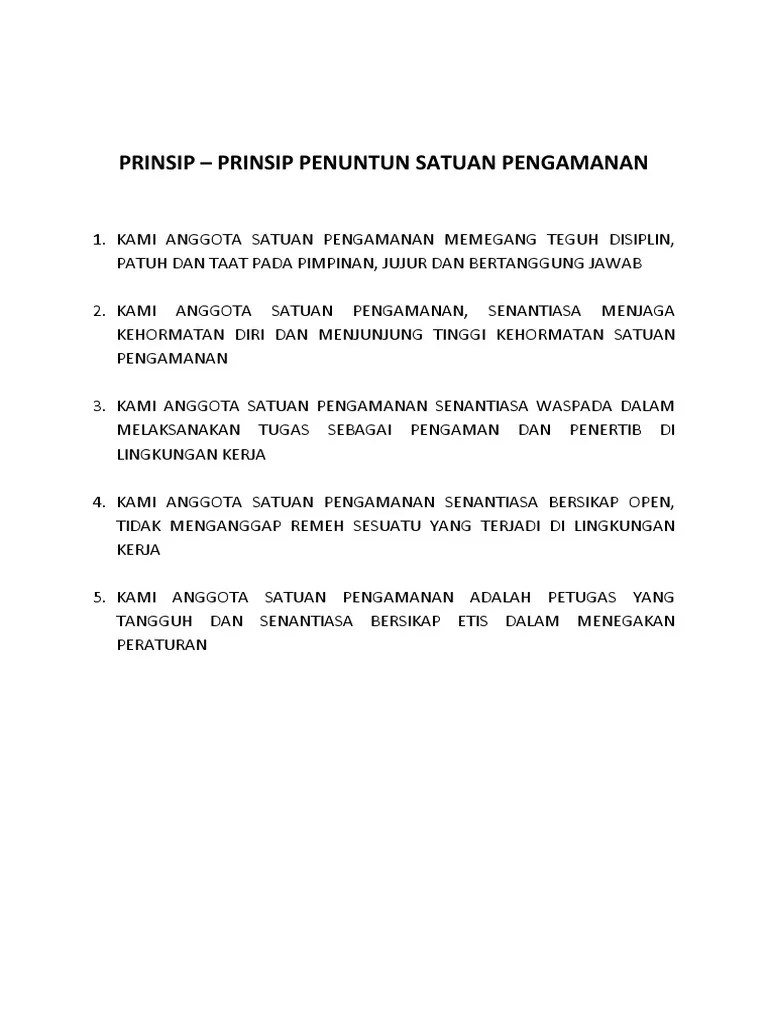 3 Prinsip &amp; Janji Satpam | PDF