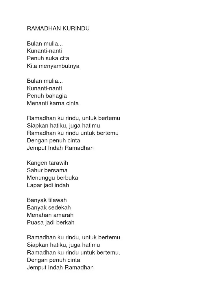 Lirik Lagu Ramadhan Kurindu | PDF