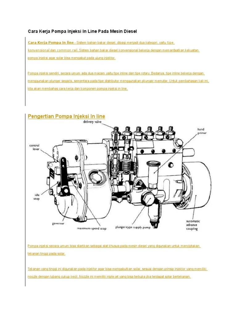 Cara Kerja Pompa Injeksi in Line Pada Mesin Diesel Semester 444 | PDF