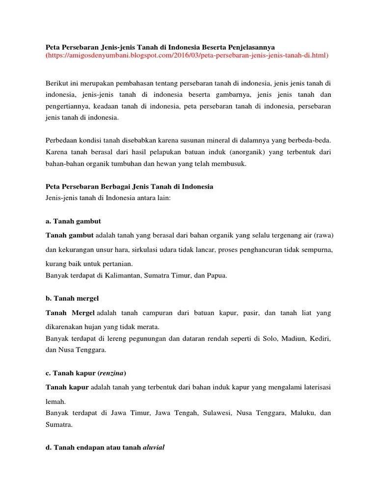 Peta Persebaran Jenis Tanah Di Indonesia | PDF