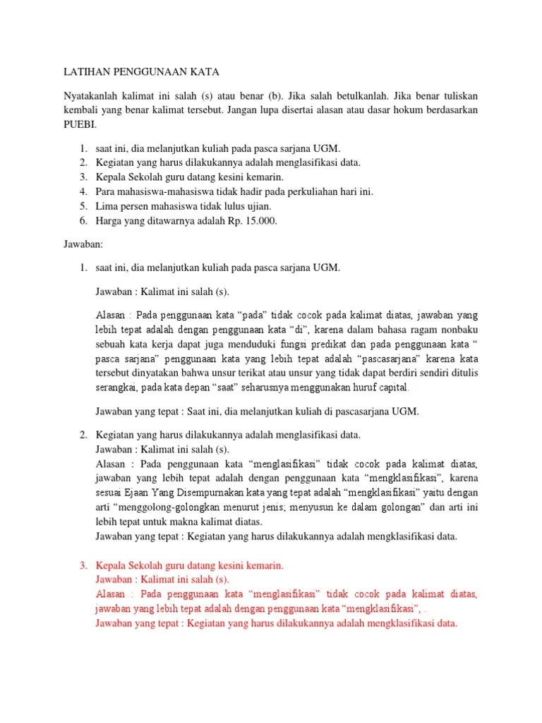 Latihan Penggunaan Kata | PDF