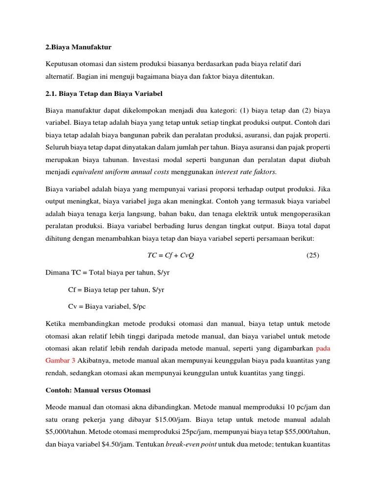 Biaya Tetap Dan Biaya Variabel Makalah PPT Cp3 | PDF