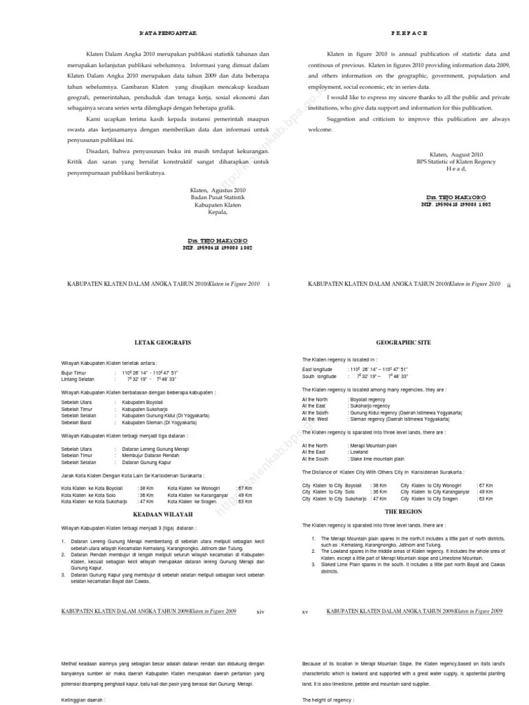 Kabupaten Klaten Dalam Angka 2010 PDF | PDF